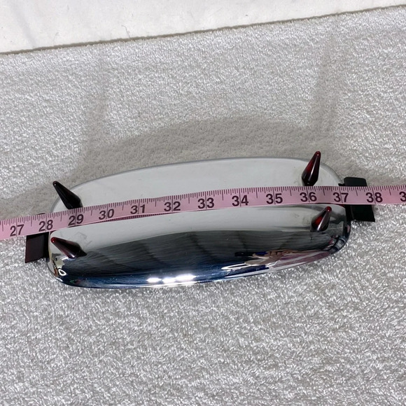 Vintage Glo Hill Gourmates Chrome And Cherry Red Bakelite Atomic Serving Tray - Picture 8 of 9